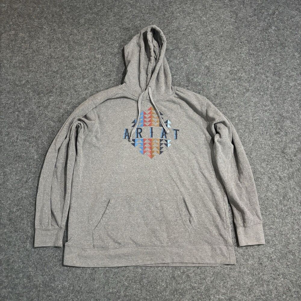Ariat Hoodie Pullover Sweatshirt Women’s 2XL Heather Gray Southwestern Aztec